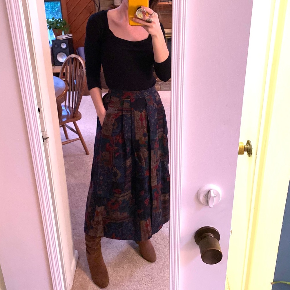 Vintage wool and satin lined maxi skirt